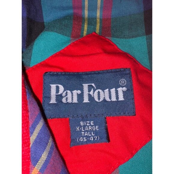 Vintage Par Four Harrington Jacket XL Tall Red Plaid Lined Made in Korea - Picture 4 of 10